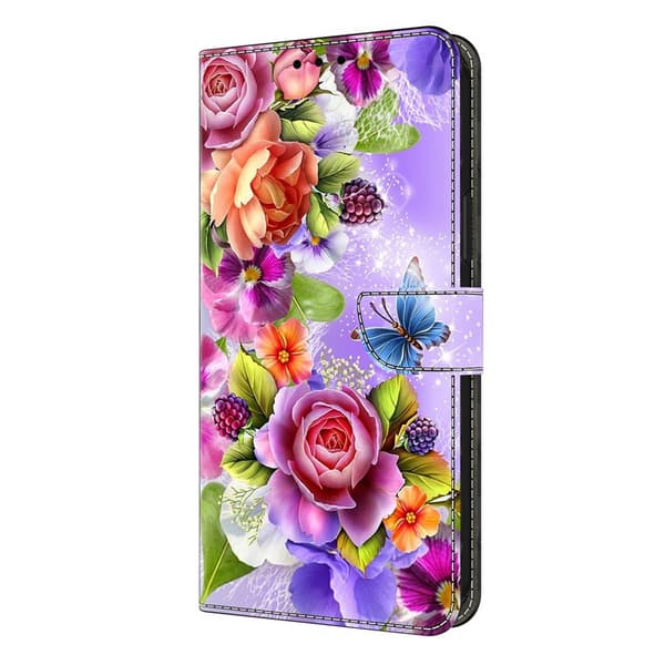 Plånboksfodral för Samsung Galaxy S26 Plus Mönstertryck Konstläder - Blommor