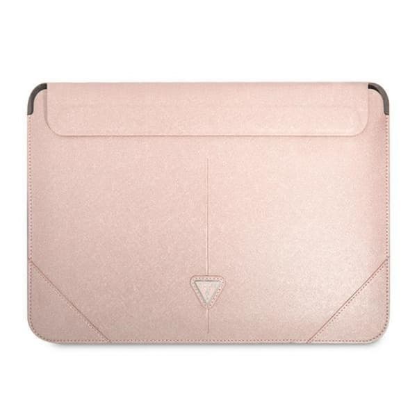 Guess Computer Sleeve 16'' Saffiano Triangle Logo - Pink Rosa