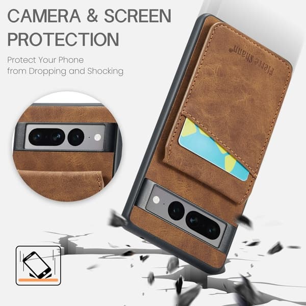 FIERRE SHANN Google Pixel 7 Pro Fodral PU+TPU - Brun
