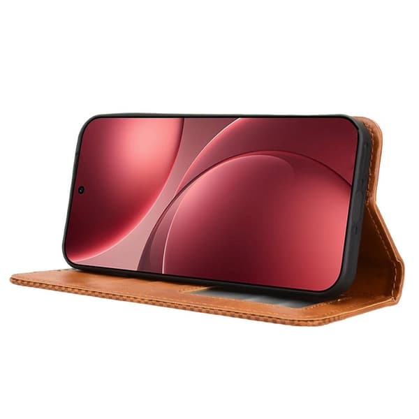 Oppo Find X9 Pro 5G Plånboksfodral Konstläder Retro Textur - Brun