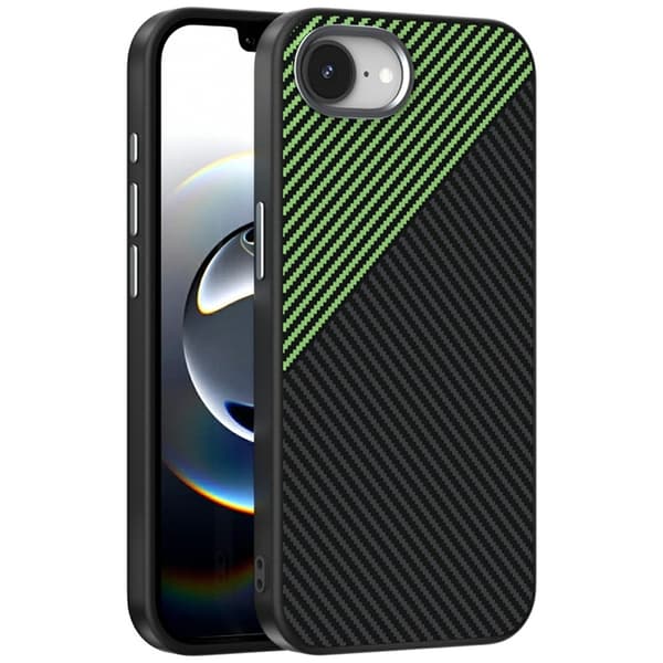ABEEL Mobilskal till iPhone 16e MagSafe Carbon Fiber Texture Grön