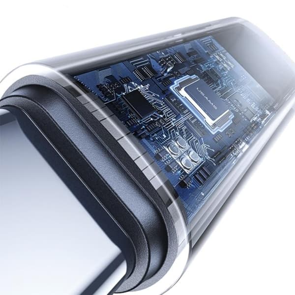 USAMS USB-C till USB-C Adapter 100W med Display - Stål