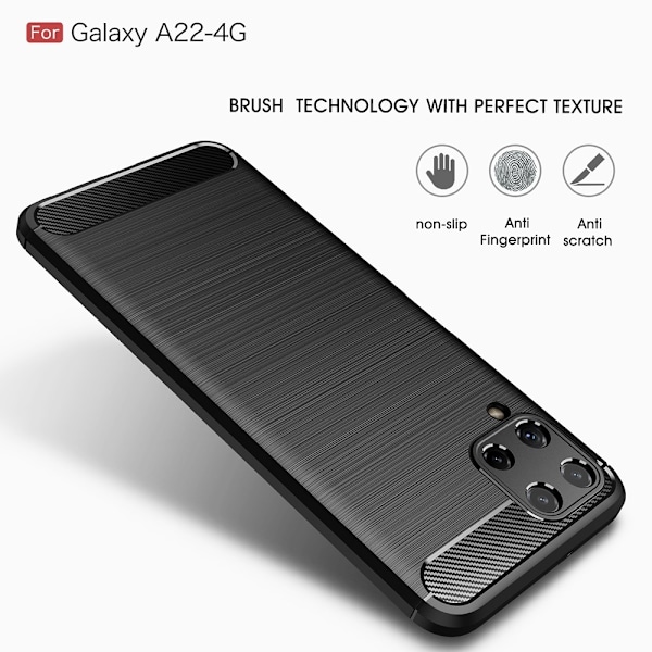 TPU Carbon Skal Galaxy A22 4G - Svart Svart