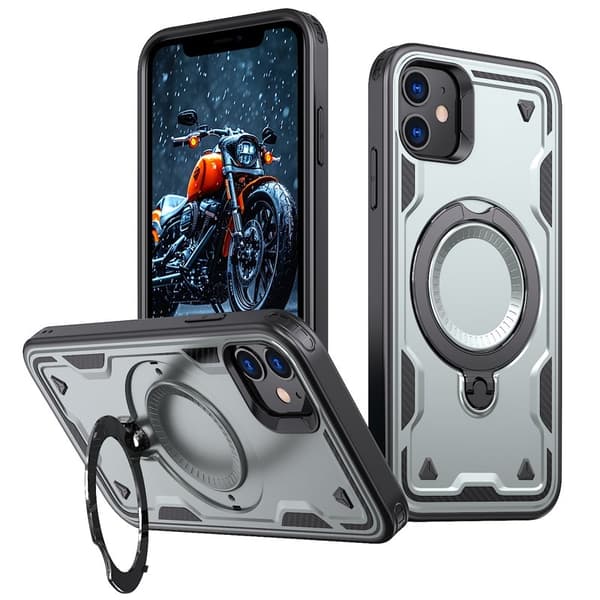 Mobilskal till iPhone 11 / XR Plast Militärt Skydd Med Ställ - Grå