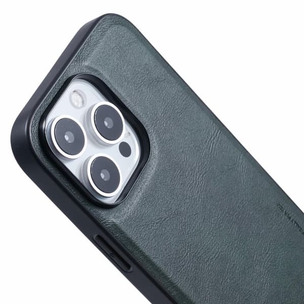 X-LEVEL Bojue-3 Mobilskal till iPhone 16 Pro Max i läder - Grön