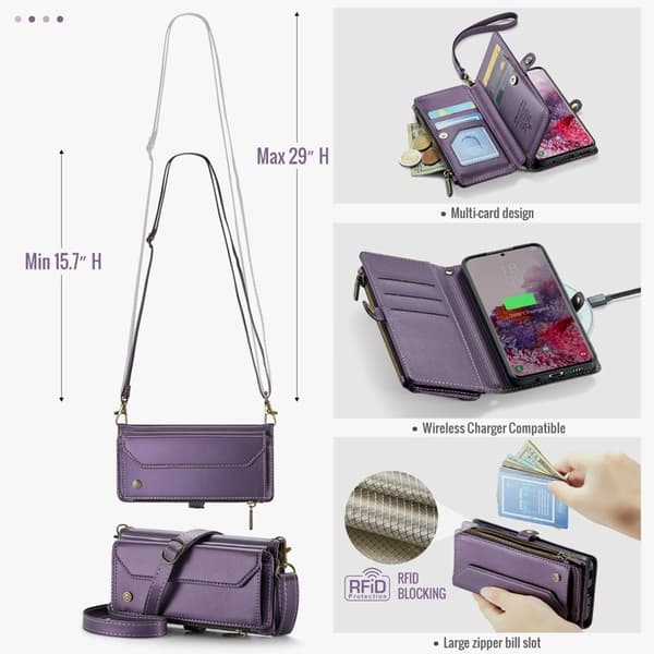 CASEME Plånboksfodral Konstläder för Samsung Galaxy S20 4G/5G - Lila