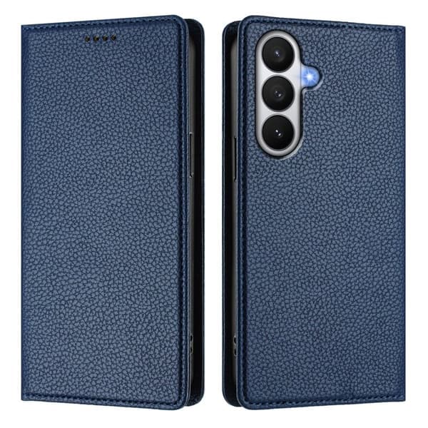 Litchi Samsung Galaxy S26 / S26 Pro Plånboksfodral Konstläder RFID Skydd - Blå
