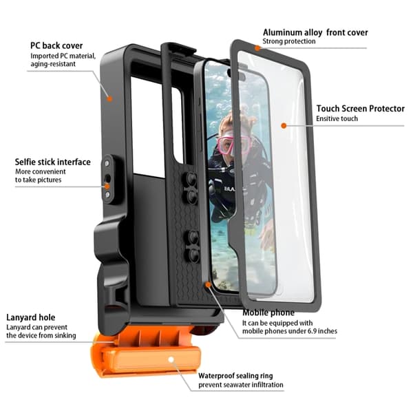 Tech-Protect Universala Vattentät Mobilväskor Diving - Svart/Orange Orange