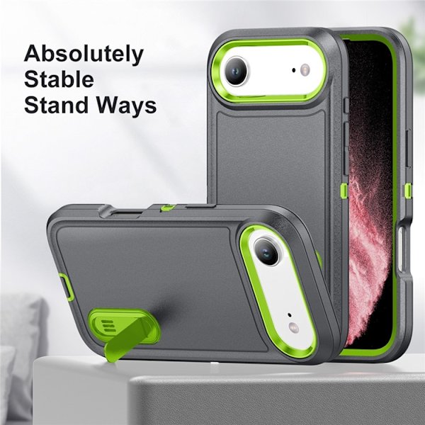 Mobilskal till iPhone Air Kickstand Silikon - Grå/Grön Grön