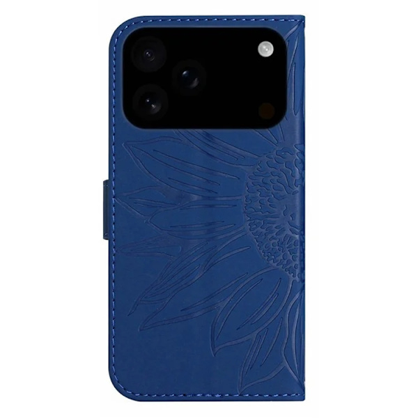 iPhone 17 Pro Max Konstläder Plånboksfodral Sunflower Imprint - Blå Blå