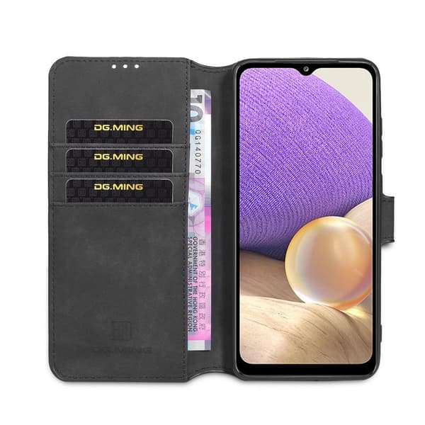 DG.MING Retro Plånboksfodral Konstläder för Samsung Galaxy A32 5G - Svart
