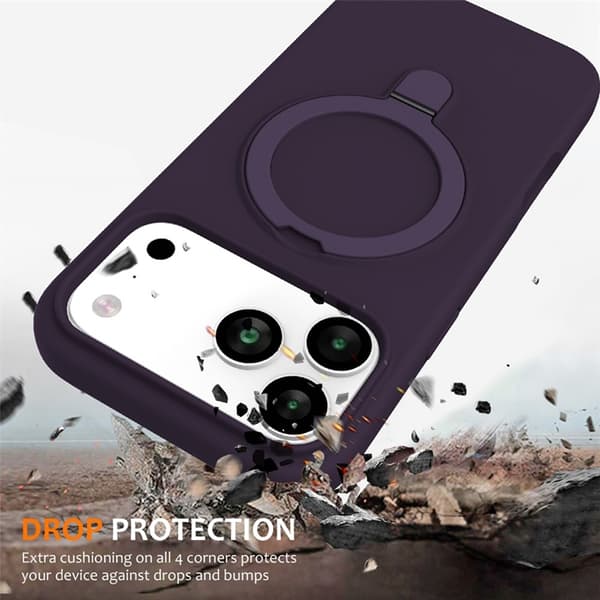Mobilskal till iPhone 17 Pro MagSafe Kickstand PC + Silikon - Mörklila Lila