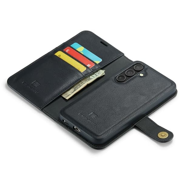 DG.MING Samsung Galaxy S25 FE Plånboksfodral Äkta läder Svart