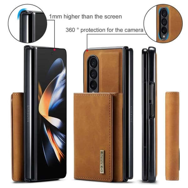 DG.MING Konstläder Plånboksfodral för Samsung Galaxy Z Fold3 5G - Brun