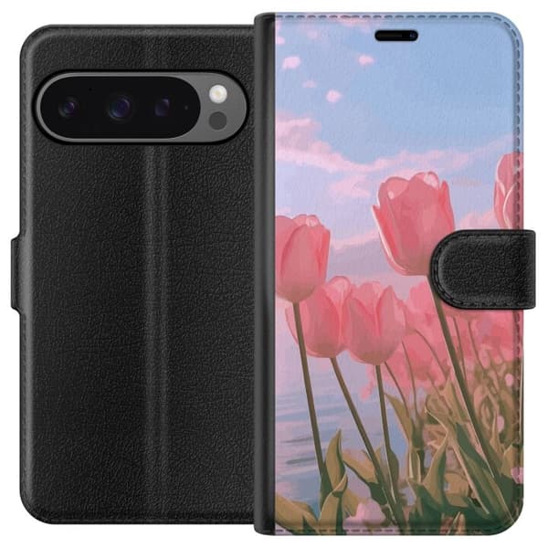 Plånboksfodral till Google Pixel 9 Pro XL med Rosa Tulpaner