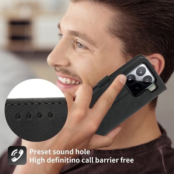 DIERFENG DF-03 för Xiaomi 15 Pro Plånboksfodral Konstläder - Svart