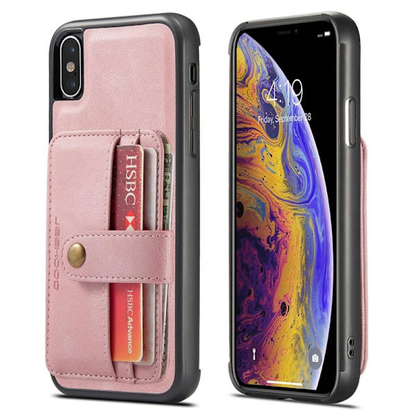 JEEHOOD Mobilskal till iPhone XS Max Shockproof Wallet Rosa