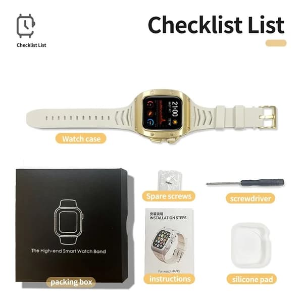 SHELLBOX Apple Watch 44mm Series 4 Armband Silikon Metal - Vit Vit