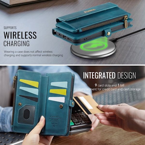 CASEME Plånboksfodral för iPhone 12 mini Konstläder Grön
