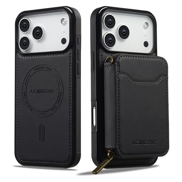 LC.IMEEKE L6 iPhone 17 Pro Plånboksfodral Konstläder - Svart