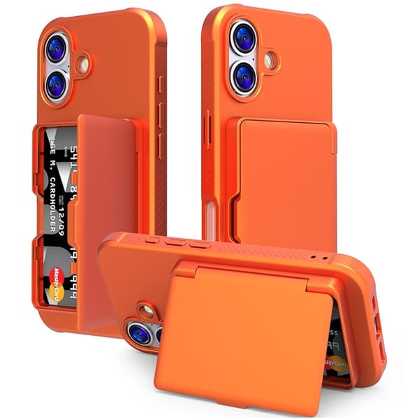 Mobilskal till iPhone 17 Korthållare Mirror Kickstand - Orange Orange