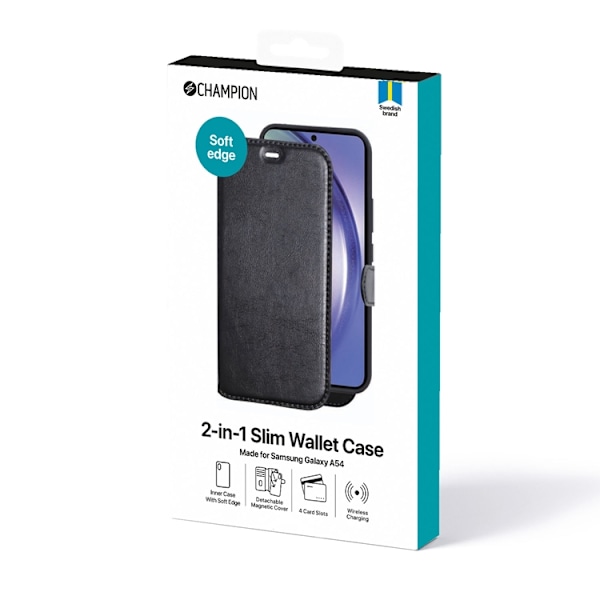 CHAMPION Galaxy A54 5G 2-in-1 Slim Plånboksfodral - Svart Svart