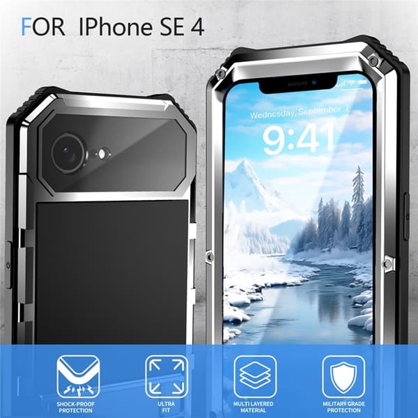 R-JUST Mobilskal till iPhone 16e med Härdat Glas - Silver Silver
