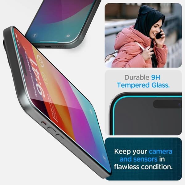 [2-Pack] Spigen iPhone 15 Plus Härdat Glas Skärmskydd 'EZ' Fit Transparent