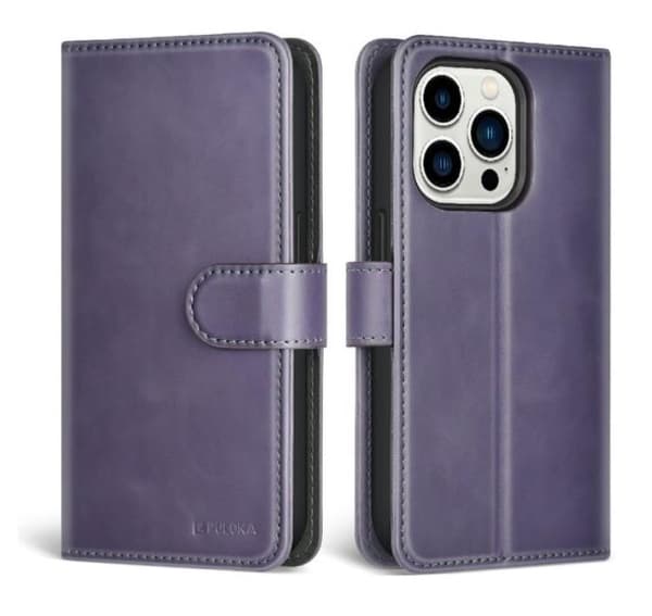 Puloka iPhone 14 Pro Max Plånboksfodral Magsafe 2in1 - Lila Lila