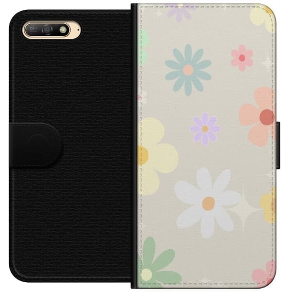 Plånboksfodral till Huawei Y6 (2018) med fejdande blommor