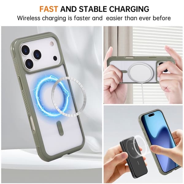 Mobilskal till iPhone 17 Pro MagSafe TPU+PC Transparent - Armégrön Grön