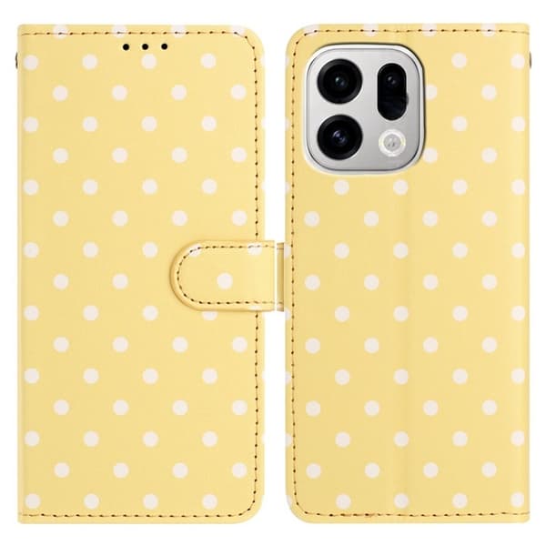 Oppo Find X9 Pro 5G Plånboksfodral Konstläder Polka Dot - Gul