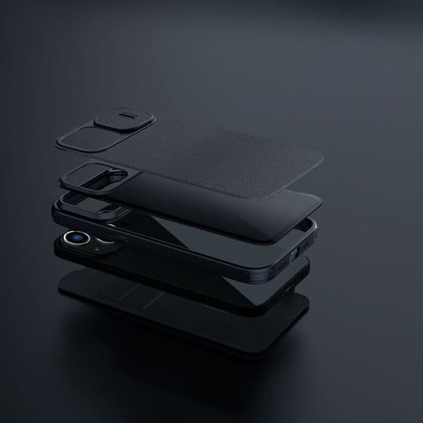 Nillkin iPhone 14 Plus Pungetui Qin Cloth Pro - Blå Blå