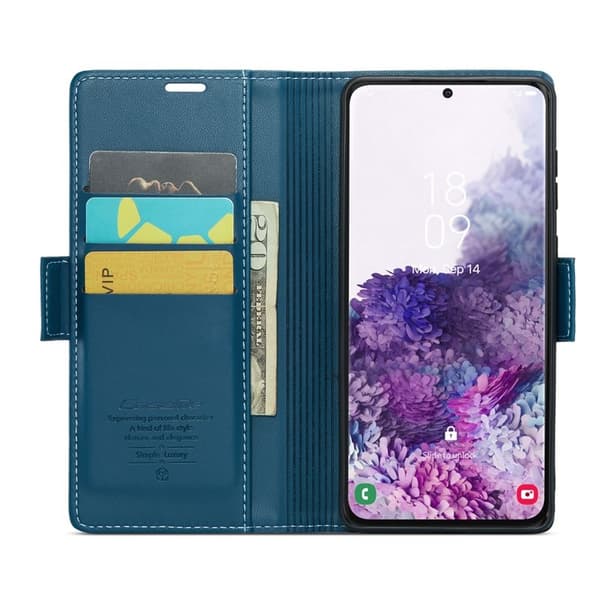 CASEME Plånboksfodral Konstläder för Samsung Galaxy S20 - Blå