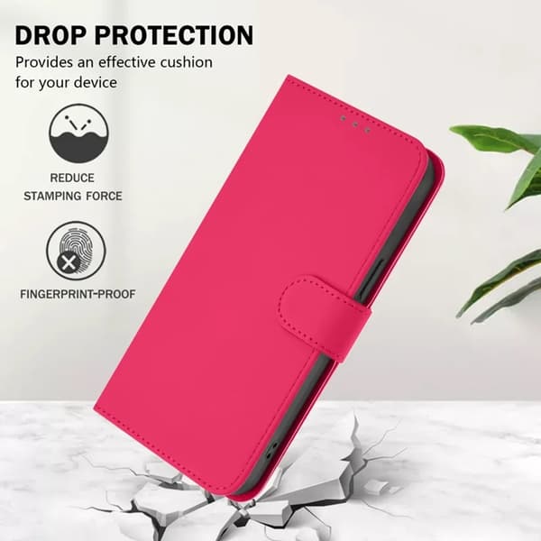 Sony Xperia 10 VII Plånboksfodral Solid Color Konstläder - Rosröd Röd