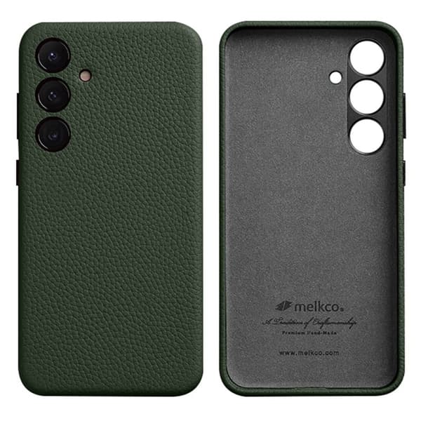 MELKCO Mobilskal till Samsung Galaxy S24 Äkta Läder + PC - Grön