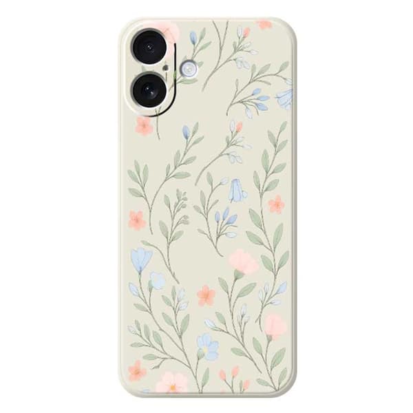 Mobilskal till iPhone 17 Rosa Blue Flowers Pattern TPU - Beige Beige