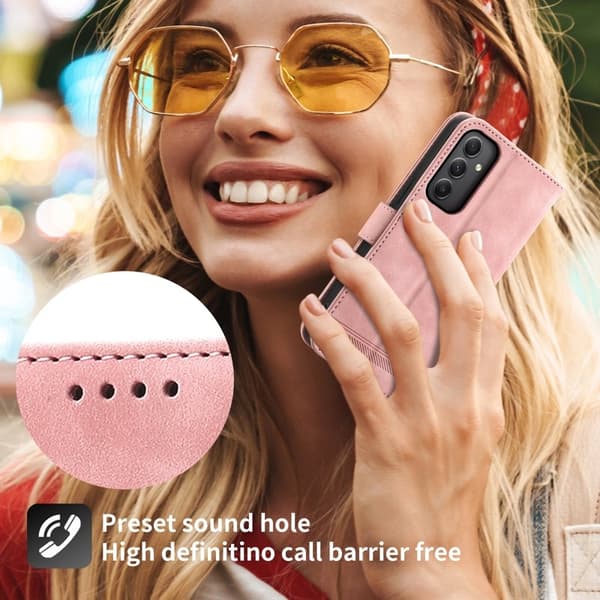 DIERFENG DF-03 Plånboksfodral Konstläder - Ställ - Samsung Galaxy A35 5G - Rosa