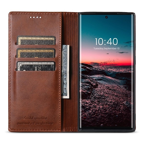 SUTENI Galaxy S23 Ultra Plånboksfodral Kickstand Flip - Brun