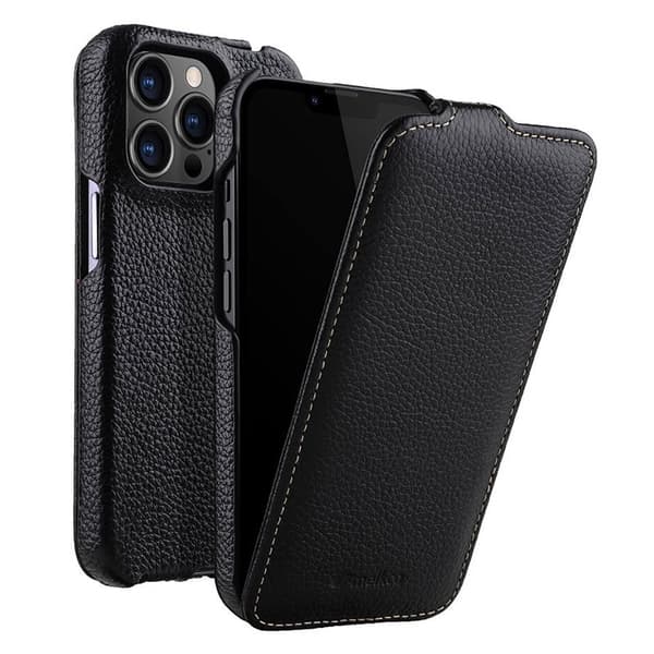 MELKCO Mobilskal till iPhone 14 Pro Max Äkta Läder + PC Svart