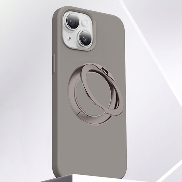 Mobilskal till iPhone 15 MagSafe Silikon Roterande Kickstand - Grå Grå