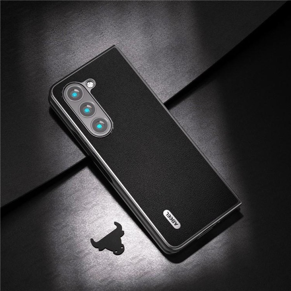 ABEEL Galaxy Z Fold 5 matkapuhelimen suojakuori aitoa lehmännahkaa - musta