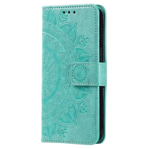 Galaxy A24 4G Plånboksfodral Imprinted Mandala Flower - Grön Grön