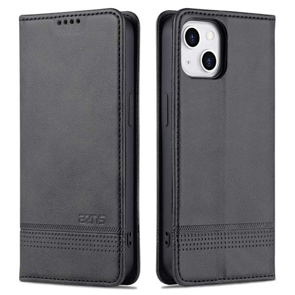 AZNS iPhone 14 Plus Plånboksfodral Konstläder - Svart