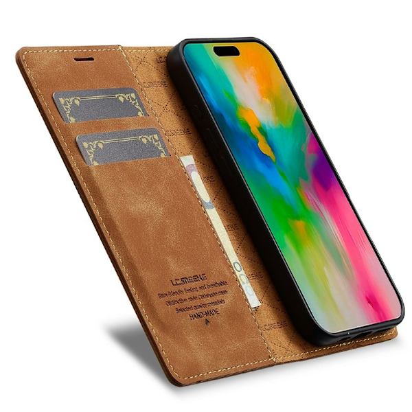 LC.IMEEKE iPhone 17 Plånboksfodral Konstläder- Brun