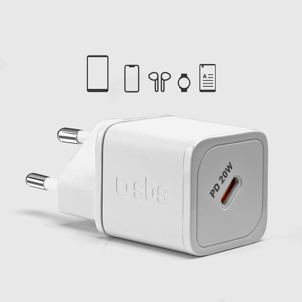 SBS Snabbladdare 20W GaN Power Delivery - Vit Vit