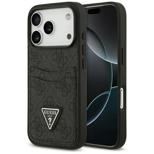 Guess Mobilskal till iPhone 17 Pro 4G Double Card Triangle Svart