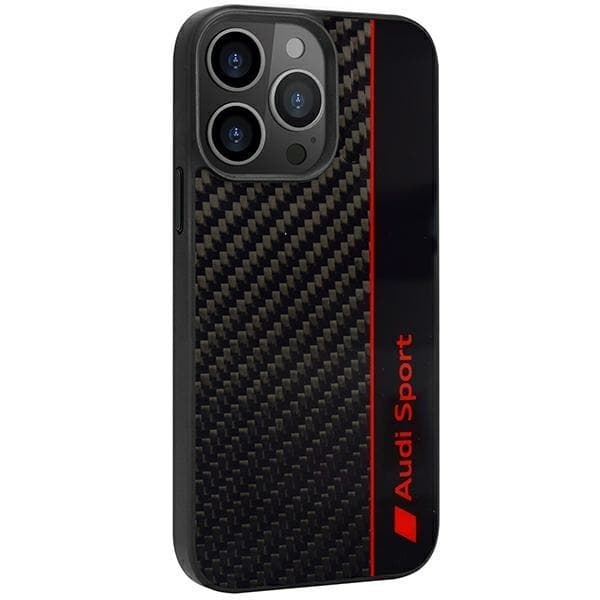 Audi iPhone 13 Pro Max Mobilskal Carbon Fiber Stripe - Sort Black