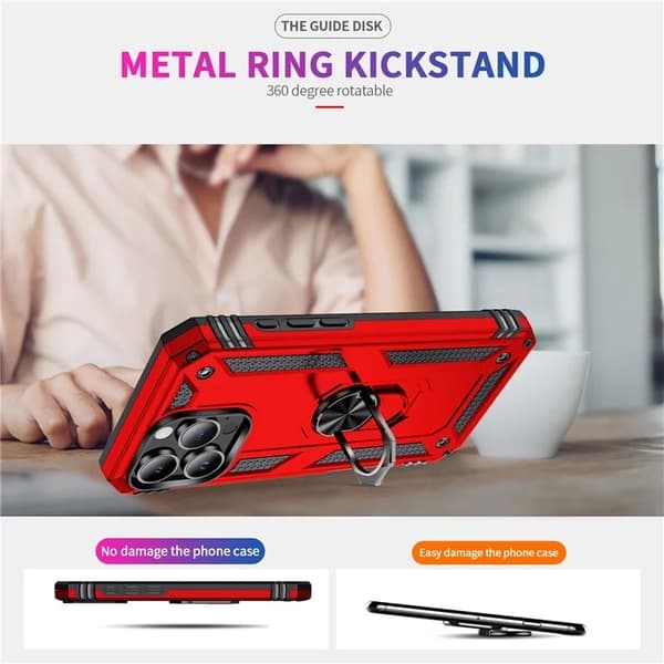 Mobilskal till iPhone 16 Pro Max Anti-drop med Kickstand - Röd Röd