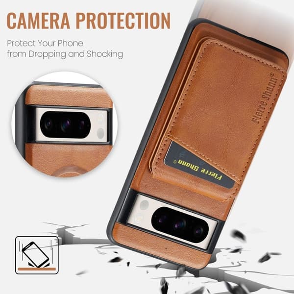 FIERRE SHANN 025 Google Pixel 8 Pro Fodral PU+TPU - Brun